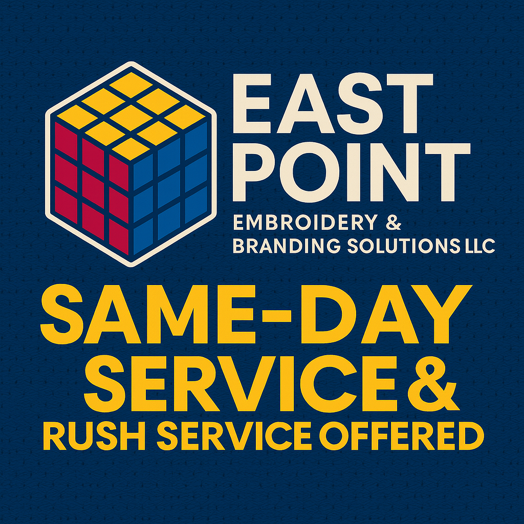 Same-day embroidery and rush printing , last minute service available in East Point GA